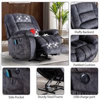 Bestier - Set of 2 39 in. W Oversized Microfiber Power Lift Recliner Chair with USB and 8 Heated ... - Angle