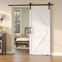 Bestier - Sliding Barn Door with Wood Paneling and Installation Hardware Kit PVC-Surfaced Closet ... - Angle