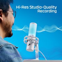 HyperX - QuadCast 2 Wired Multi-Pattern USB Electret Condenser Microphone - Frost/Blue - Angle