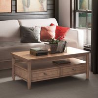 Simpli Home - Warm Shaker Rectangular Rustic Wood 2-Drawer Coffee Table - Rustic Natural Aged Brown - Angle