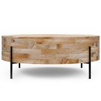 Simpli Home - Rayburn Drum Coffee Table - Natural - Angle