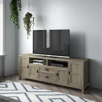Simpli Home - Burlington SOLID WOOD 72 inch TV Media Stand in Distressed Grey For TVs up to 80 in... - Angle