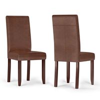 Simpli Home - Acadian Parson Dining Chair (Set of 2) - Distressed Saddle Brown - Angle