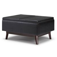 Simpli Home - Owen Tray Top Small Coffee Table Storage Ottoman - Distressed Black - Angle