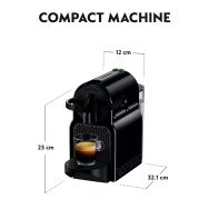 Nespresso - Inissia Espresso Machine with Aeroccino Milk Frother by DeLonghi - Intense Black - Angle