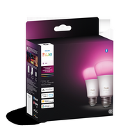 Philips - Hue A19 Bluetooth 75W Smart LED Bulb (2-Pack) - White and Color Ambiance - Angle
