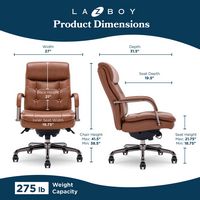 La-Z-Boy - Sonata Executive Mid-Back Bonded Leather Office Chair - Cognac and Graphite - Angle