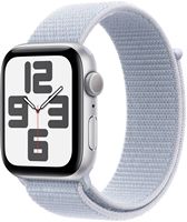 Apple Watch SE 2nd Generation (GPS) 44mm Aluminum Case with Blue Cloud Sport Loop - Silver - (2024) - Angle