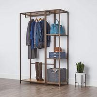 TRINITY - 45x20x72 | Modular Bamboo Closet Organizer | 2-Piece Set | Bronze Anthracite - Bronze A... - Angle
