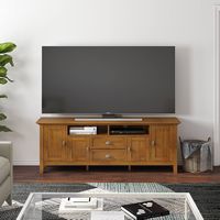 Simpli Home - Redmond SOLID WOOD 72 inch TV Media Stand in Light Golden Brown For TVs up to 80 in... - Angle