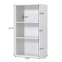 Costway - 3 Tier Open Shelf Bookcase Multi-functional Storage Display Cabinet Furni - White - Angle