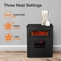 Lifesmart - 6-Element Infrared Heater with Steel Cabinet - Black - Angle