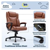 Serta - Connor Upholstered Executive High-Back Office Chair with Lumbar Support - Bonded Leather ... - Angle