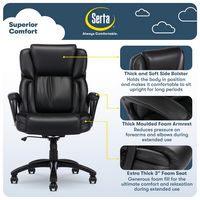 Serta - Garret Bonded Leather Executive Office Chair with Premium Cushioning - Space Black - Angle