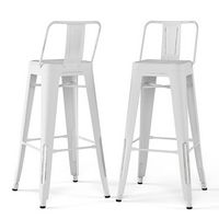 Simpli Home - Rayne 30 inch Metal Bar Stool (Set of 2) - Distressed White - Angle