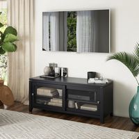 Simpli Home - Cosmopolitan SOLID WOOD 48 inch Wide Contemporary TV Media Stand in Black For TVs u... - Angle