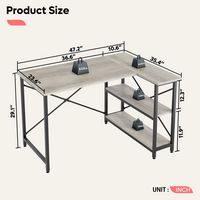 Bestier 47inch Small L Shaped Desk with Storage Shelves Corner Gaming Computer Desk - light grey - Angle