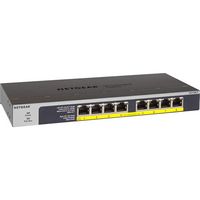 NETGEAR - 8-Port 10/100/1000 Gigabit Ethernet PoE/PoE+ Unmanaged Switch - Black - Angle