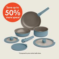 Bella - Fits-anywhere Kitchenware: 8-Piece Ceramic Nonstick Cookware Set with Removable Handles -... - Angle