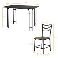 Costway 5 Pcs Modern Dining Table Set 4 Chairs Steel Frame Home Kitchen Furniture - Black - Angle