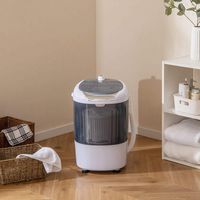 Costway - Portable Mini Counter Top Washing Machine 5.5 lb. Spin Basket Laundry - Grey and White - Angle
