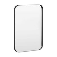 LOVMOR - 22 in. W x 30 in. H Tempered Glass Rounded Rectangle Framed Wall-Mounted Bathroom Vanity... - Angle