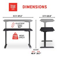 True Seating - Ergo Electric Height Adjustable Standing Desk - Black - Angle