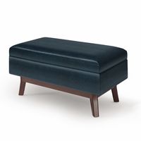 Simpli Home - Owen Small Rectangular Storage Ottoman - Distressed Dark Blue - Angle