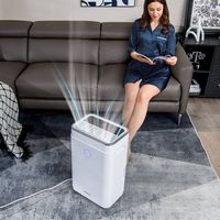 Costway 60-Pint Dehumidifier for Home & Basements 4000 Sq. Ft w/ 3-Color Digital Display - White - Angle