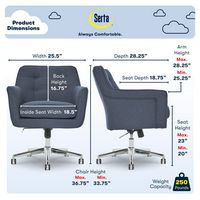 Serta - Ashland Memory Foam & Twill Fabric Home Office Chair - Blue - Angle