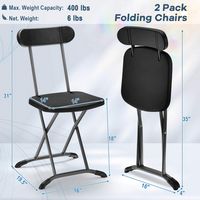 Costway 2-Pack Folding Chair with Metal Curved Feet Wide Seat & Ergonomic Backrest - Black - Angle
