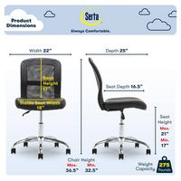 Serta - Essentials Mesh Task Office Chair - Jet Black - Angle