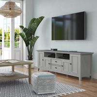 Simpli Home - Amherst 72 inch Solid Wood TV Media Stand in Fog Grey - Fog Grey - Angle