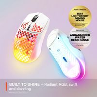 SteelSeries - Aerox 3  Super Light Honeycomb Wireless RGB Optical Gaming Mouse - Wireless - Snow - Angle