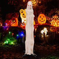 Costway - 6FT Halloween Animated Standing Mummy Life Size Animatronic Mummy - White - Angle