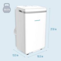 Keystone - 250 Sq. Ft. Portable Air Conditioner with Dehumidifier - White - Angle