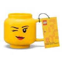 Room Copenhagen - LEGO: Classic Yellow Minifigures Winking Girl Ceramic Mug, 17.9oz - Angle
