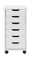 Linon Home Décor - Monte Six-Drawer Rolling Storage Cart - Whitewash - Angle