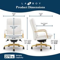 La-Z-Boy - Opus Executive Mid-Back Bonded Leather Office Chair - White and Gold - Angle