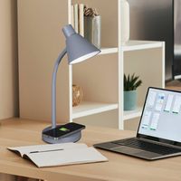 OttLite - Twist LED Desk Lamp w/Wireless Charging - Gray - Angle