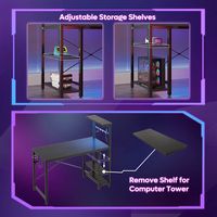 Bestier 44-Inch Gaming Desk with RGB LED Lights Computer Desk Featuring 4-Tier Storage Shelves an... - Angle