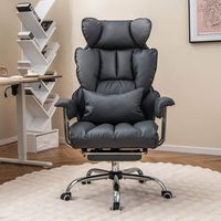 Costway - Big and Tall Executive Office Chair with Footrest Lumbar Support - Grey - Angle