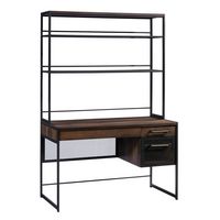 Sauder - Briarbrook Single Ped Desk-Mesh Draw 3a - SGS Laminate Barrel Oak - Angle