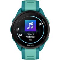 Garmin - Forerunner 165 Music GPS Smartwatch 43 mm Fiber-Reinforced Polymer - Turquoise/Aqua - Angle