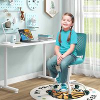 Costway Kids Desk Chair Ergonomic Swivel Children Mesh Study Height Adjustable - Turquoise - Angle