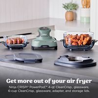 Ninja - Crispi® 4-in-1 Portable Glass Air Fryer Cooking System - Sage Green - Angle