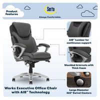 Serta - Bryce Bonded Leather Executive Office Chair - Gray - Angle