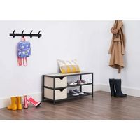 TRINITY - 3-Tier Shoe Bench w/ Baskets | - Slate Gray - Angle