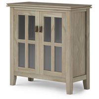 Simpli Home - Artisan Low Storage Cabinet - Distressed Grey - Angle