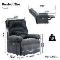 Bestier Triple Motor Power Lift Recliner Chair with Removable Cover Lumbar Pillow and Side Pocket... - Angle